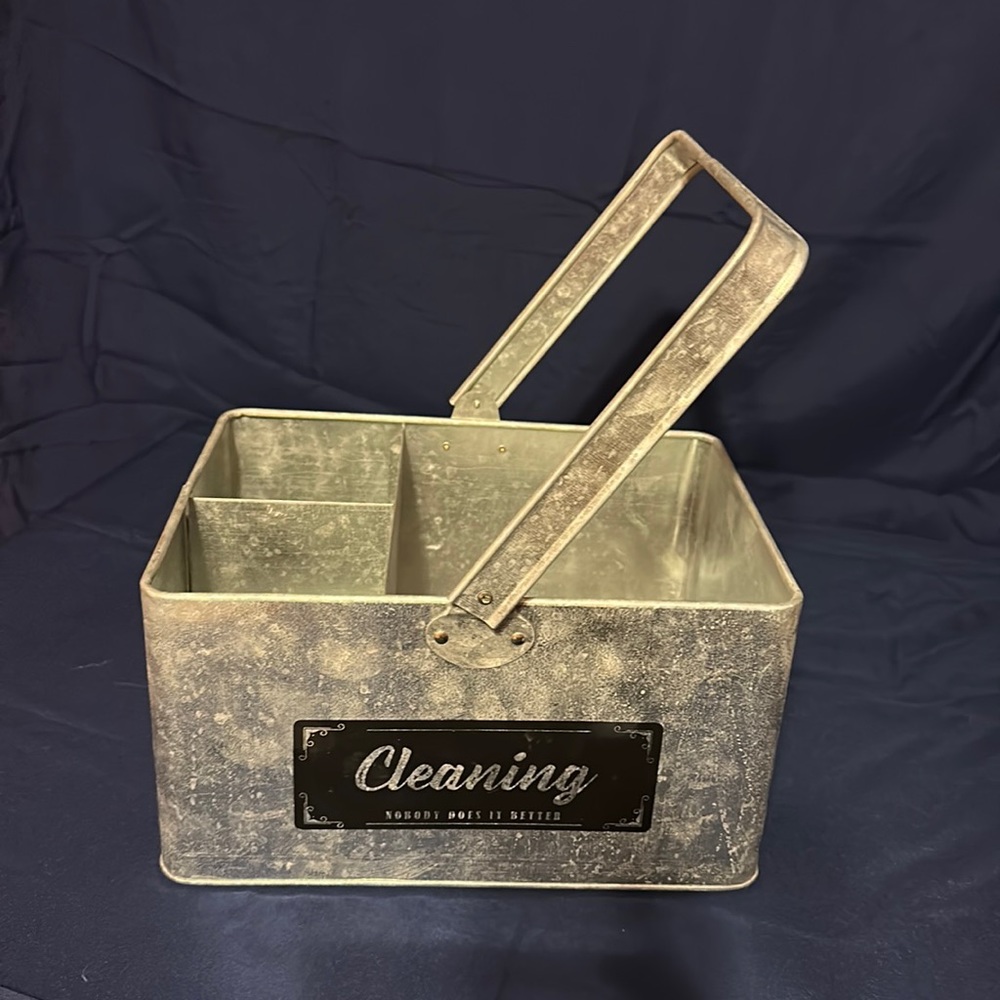 Blue Harbor Metal Tote Cleaning 11X8.5 with Handel up right 14 inches high